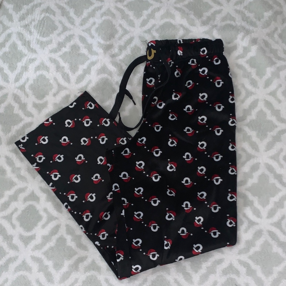 True Religion Black and Red Holiday Joggers Small